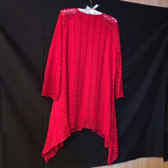 Red Lace Blouse with red silky lining. - Picture 2 of 3